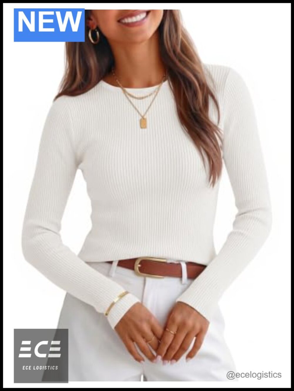 Slim Fit Long Sleeve Crewneck Knit Pullover Sweater